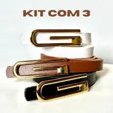 Kit 3 Cinto Feminino fino da moda FIvela G