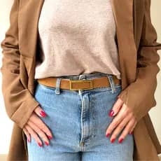 Kit 2 Cinto Feminino da Moda Retangular Camurça
