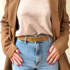 Kit 3 Cinto Feminino da Moda Retangular Camurça