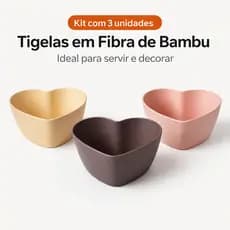 Kit 3 Bowls Potes em formato de coração Tigela para servir Mesa posta Vasos Decorativos