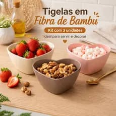 Kit 3 Tigelas Coração Decorativas Multiuso Bowls Resistentes Sobremesa Snacks Decoração Dia das Mães