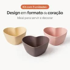 Kit 3 Potes Coração Decorativo Bolws | Porta Doces Café da Manhã Presente Romântico