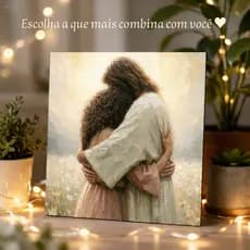 Quadro Decorativo Jesus Abraçando Decoração Religiosa Cristã Representatividade Presente Espiritual