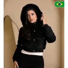 Jaqueta  puffer Feminina cotele Premium Frio intenso agasalho com Pelinho  teddy outono e inverno