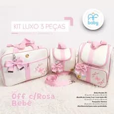 kits Maternidade 3 Peças Menina e Menino l Mala | Mochila l Frasqueira Bordado com Borboleta