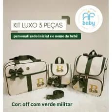 kit Bolsas Maternidade personalizada luxo 3 Peças.Mochila/Bolsa Grande/e Frasqueira térmica/Nome Bordado Menino e Menina