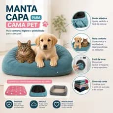 Capa Protetora de Caminha Almofada Colchonete Pet com Elástico Mantinha Confortável e Prática