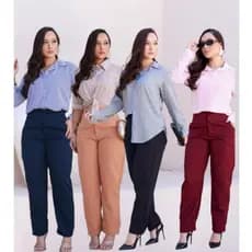 Calça Femenina Social De Alfaiataria casual elegance con bolso nos laterais tamanhos M,G , GG