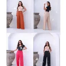 Calça Pantalona Feminina Tecido Duna com Elástico na Cintura M,G, GG Moda Femenina