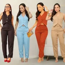 CALÇA E COLETE FEMENINO  ESTILO MODERNO E SOFISTICADO NO TECIDO ALAFAIATARIA