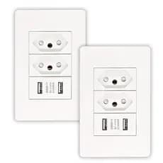 Kit 2 Tomada Usb Parede Duo Bivolt Dupla Conjunto Carregador Alimentação-envio imediato