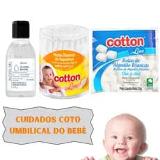 Kit Higiene Cuidado Bebe Recem Nascido Essencial 3 Produtos Cotonete Baby Algodão