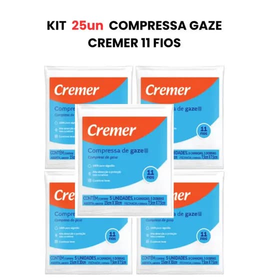 Kit 25un Compressa Gaze Cremer 11 Fios