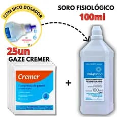 Gaze Cremer Soro Fisiológico Kit Higiene Bebê Cuidados 25 Gaze Cremer 1 Soro 100ml Arboreto
