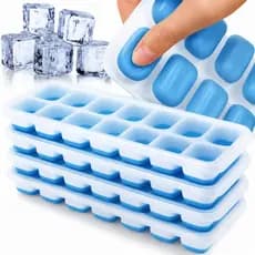 Forma de Gelo Silicone Flexível com Tampa para Freezer 14 Cubos