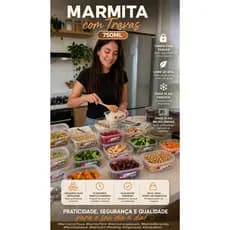 Kit 5 Marmitas 750ml com Tampa Hermética | Pote Freezer Microondas Empilhável Sem Vazamento kit 4 unidades