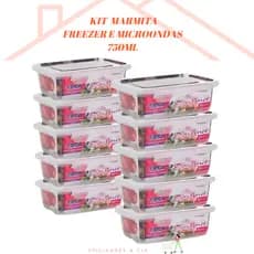 Kit 12 potes marmitas fitness 750ML com travas na tampa plástico transparente LIVRE DE BPA