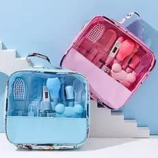 Bolsa Com Kit Para Cuidados De Higiene ESaúde Do Seu Bebê Com13 Peças Contém TermômetroEscova Cortador E Outros Produtos