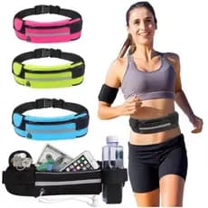 Cinto Esportivo Multibolsos Impermeável, Bolsa Cintura com Suporte Água para Treino Viagem