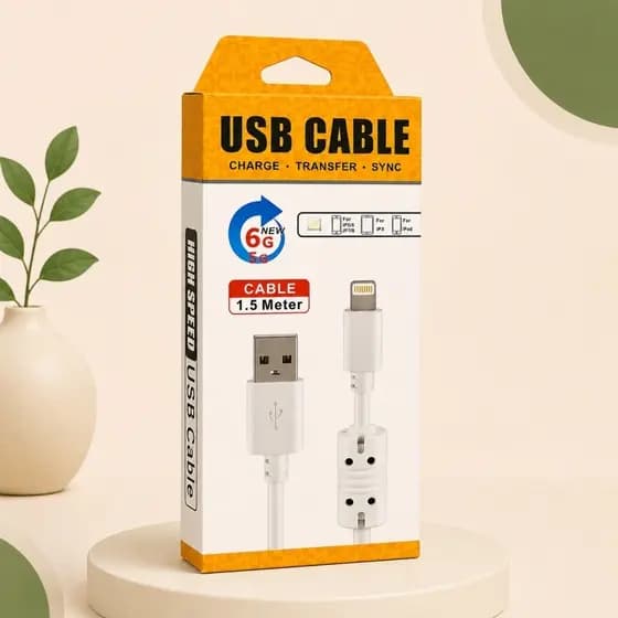 Cabo USB Lightning para iPhone 1.5M | Carregador Rápido Reforçado, Transferência de Dados | Compatível iPhone e iPad