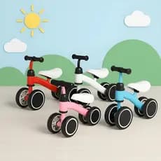 Bicicleta Infantil Sem Pedal de Equilíbrio | Andador 4 Rodas Resistente | Bicicleta Educativa para Crianças
