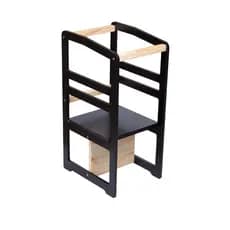 Torre de aprendizagem Montessori 4em1 Infantil MDF laca Cadeirão Educativo PRETO pintada alimentação