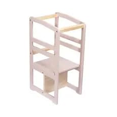 Torre de aprendizagem Montessori 4em1 Infantil MDF laca Cadeirão Educativo ROSA pintada alimentação