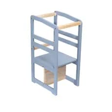 Torre de aprendizagem Montessori 4em1 Infantil MDF laca Cadeirão Educativo AZUL pintada alimentação