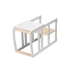 Mesa com cadeira 4em1 Infantil MDF laca Cadeirão Educativo OFFWHITE pintada alimentação