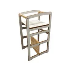 Torre de aprendizagem Montessori 4 em 1 Infantil MDF Cadeirão Educativo BRANCO TX BORDA CRU cadeirão