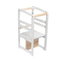 Torre aprendizagem Montessori 4em1 Infantil MDF laca Cadeirão Educativo OFFWHITE pintada alimentação