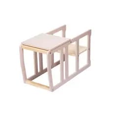 Mesa com cadeira 4em1 Infantil MDF laca Cadeirão Educativo ROSA pintada alimentação