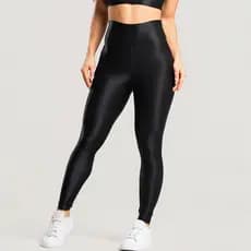 Calça Legging Fitness Feminina Trilobal Canelado Brilhoso Alta Compressão Cós Alto Modelador Premium