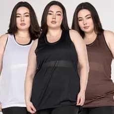 Kit 3 Regatas Academia Plus Size Feminina Corte a fio – Dry Fit Confortável Musculação Caminhada