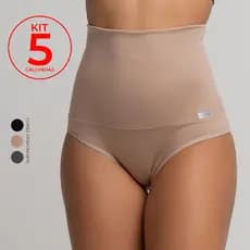 Kit 5 Calcinhas Modeladoras Plus Size Alta Compressão – Cintura Alta Barriga Chapada Conforto