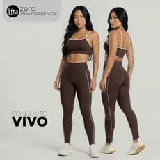 Conjunto Fitness Feminino Modelador–Zero Transparência Legging com Vivo Lateral+Top Alcinha Academia