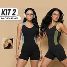 Kit 2 Macaquinhos Sustentação Fitness Feminino – Alças Cruzadas Reforçado Modelador Academia