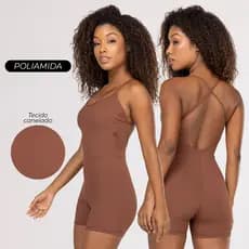 Macaquinho Fitness Compressão Feminino Canelado – Poliamida Confortável para Academia e Look Casual