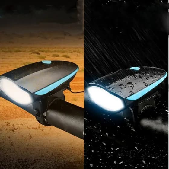 Farol De Bike Lanterna Led Com Buzina Som Alto Recarregável Bicicleta A Prova D´agua Potente -Aries