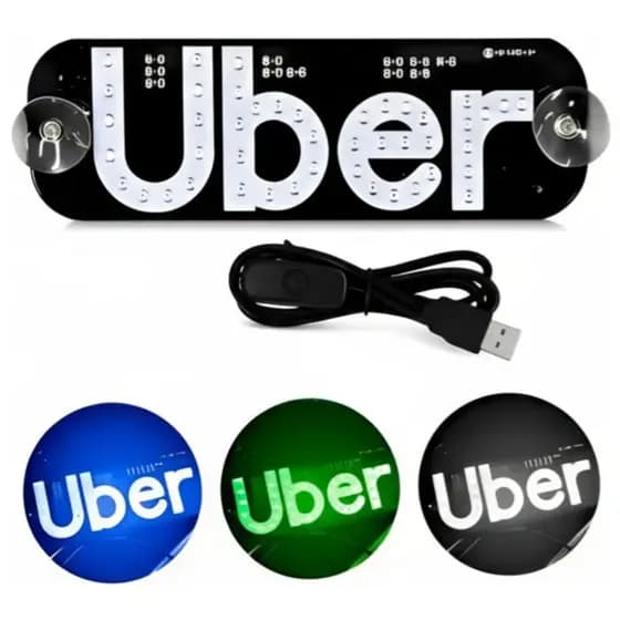 Placa de LED para Carro  Letreiro Luminoso Ventosa, USB com Botão Liga/Desliga - Aries Shop