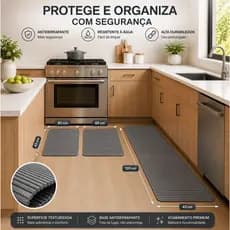 Jogo de cozinha 3 Peças Antiderrapante Emborrachado Preto Ideal Para Deixar Seu Ambiente Moderno.