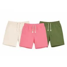 Kit 3 Bermudas Masculinas Linho Premium – Off White, Rosa e Verde Oliva
