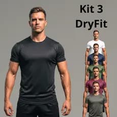 Kit 3 Camiseta Dry Fit Masculina Básica Academia Treino Corrida Esportes Corrida Camisa Sortidas