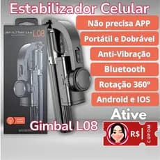 Estabilizador Gimbal Smartphone Selfie Bluetooth Com Tripé L08 Akibazaar