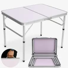 Mesa Dobrável Alumínio 90x60 ou 60x45 Camping Vira Maleta Portátil Resistente