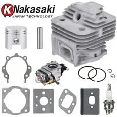 Kit Cilindro + Pistão + Carburador + Vela + Juntas Para Roçadeira Nakasaki 63cc e 65cc