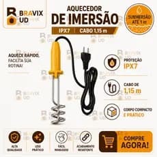Aquecedor de Agua 1500 Watts +POTENTE Ebulidor  Elétrico Portátil Rabo Quente 110V 220V Mergulhão SUPER POTENTE