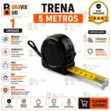 Trena Métrica 5 metros Profissional com Trava Fita de Aço