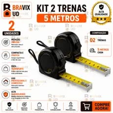 Trena 5 METROS Profissional Fita Métrica De Aço Trava Segura Corpo Emborrachado Ferramentas Construção