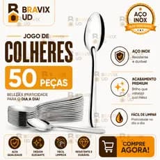 Jogo de Colheres 50 peças Aço Inox Talher Cozinha Talheres de Mesa Cozinha Inox